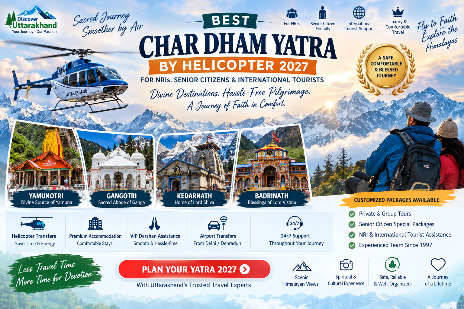Best Char Dham Yatra by Helicopter 2027 | NRI & International Tourists